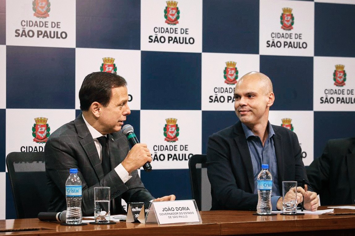 Governador do Estado de São Paulo, João Doria e o Prefeito da Cidade de São Paulo, Bruno Covas em coletiva de Imprensa