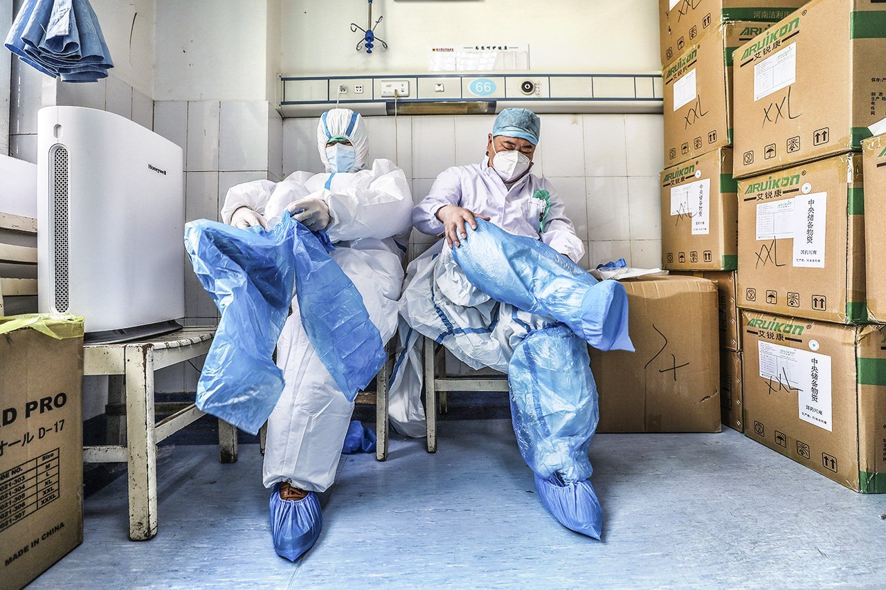 Hospital da Cruz Vermelha em Wuhan, província de Hubei , na China