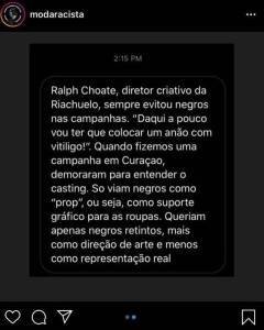 Moda Racista - denúncia contra Ralph Choate