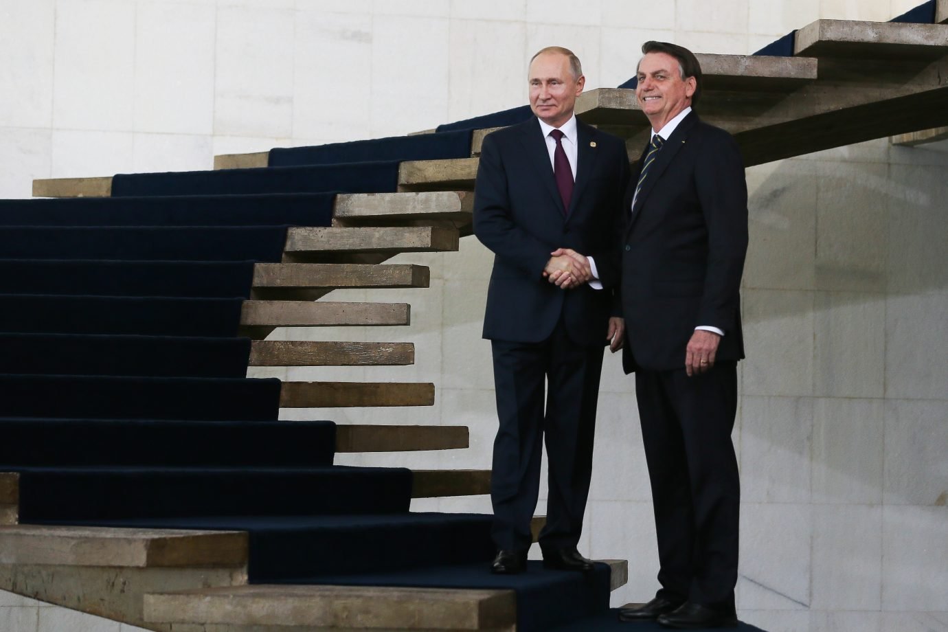 Jair Bolsonaro e Vladimir Putin em Brasília, novembro de 2019