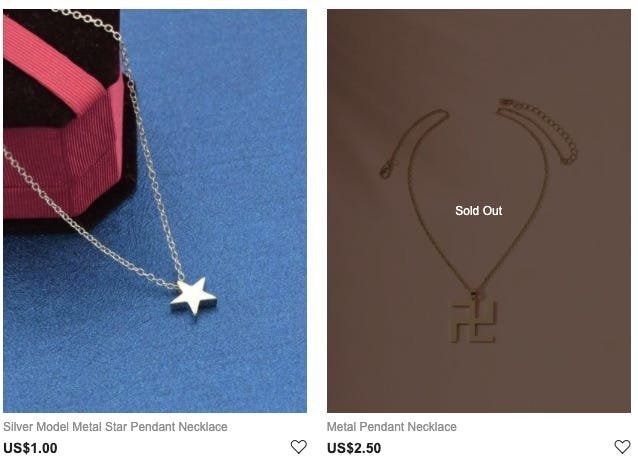 Captura de tela do colar à venda no site da varejista de roupas on-line Shein