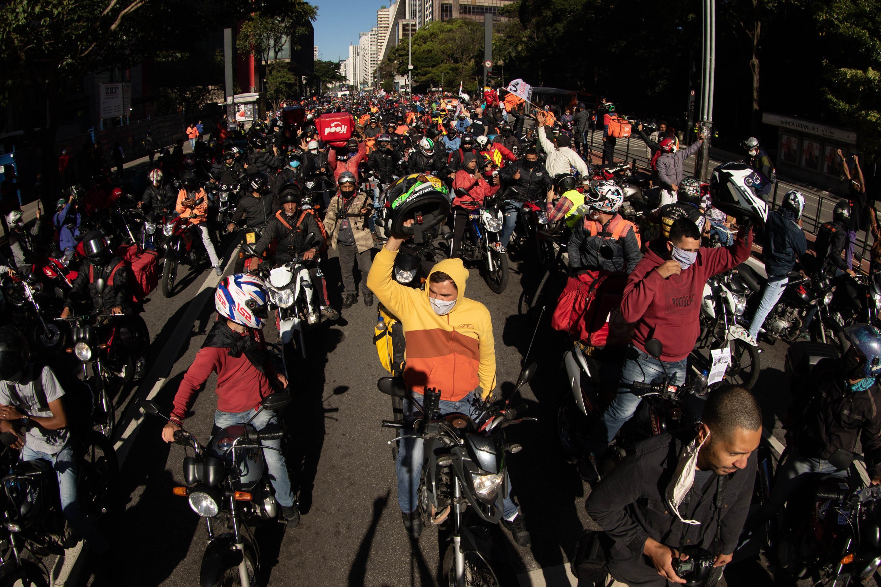 Protesto de entregadores de aplicativo em São Paulo