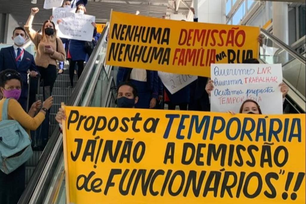 Protesto em Guarulhos dos funcionários da Latam