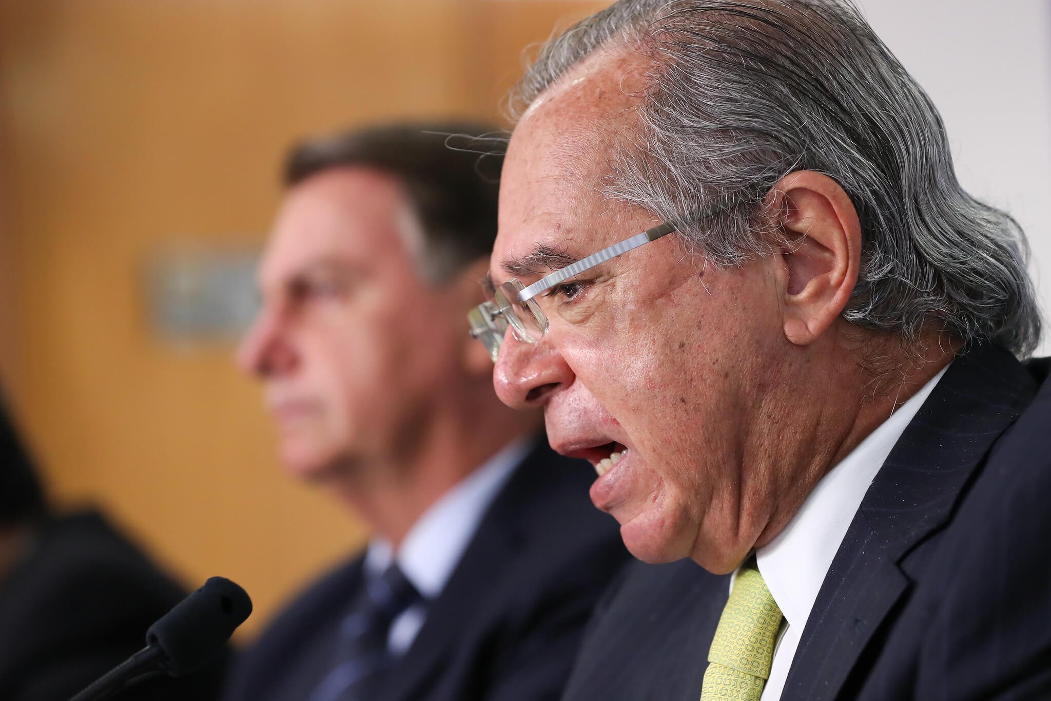 Ministro Paulo Guedes e o presidente Jair Bolsonaro