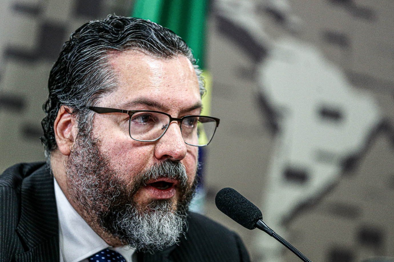 O ministro das Relações Exteriores, Ernesto Araújo, durante audiência pública na Comissão de Relações Exteriores e Defesa Nacional do Senado