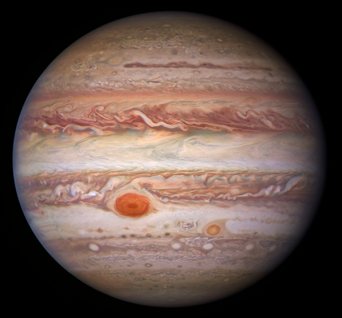 Imagem de Júpiter em luz visível, capturada pelo telescópio Hubble.