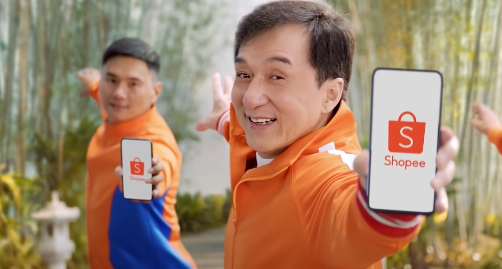 Ator Jackie Chan em comercial da Shopee Brasil