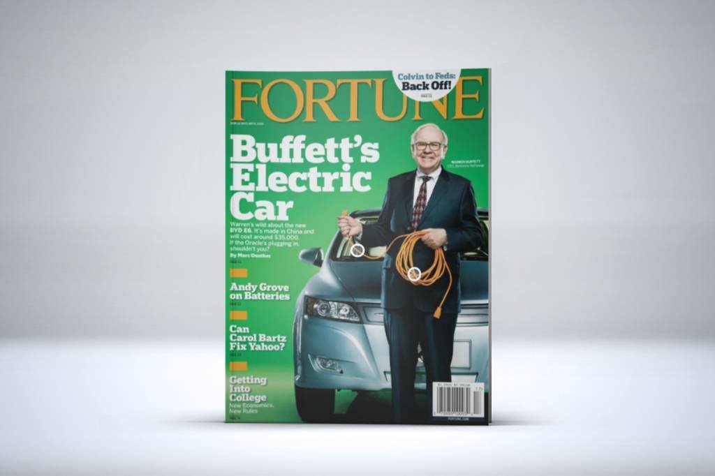Capa de abril de 2009 da revista Fortune com Warren Buffett e sua então nova aposta em ações da montadora chinesa BYD